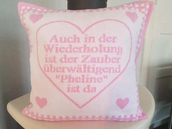 Kissenhülle HERZENSLIEB in 7 Farben mit Spruch ca. 40 x 40 cm rosa
