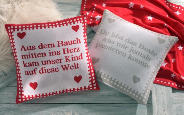 Kissenhülle HERZENSLIEB in 7 Farben mit Spruch ca. 40 x 40 cm rot