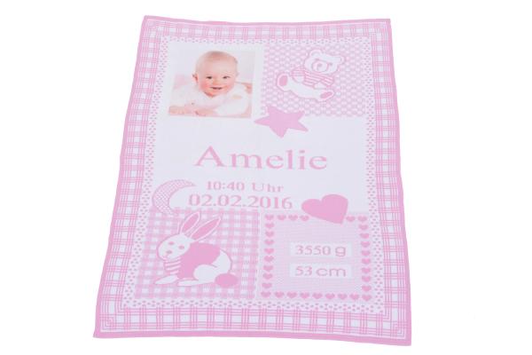 Foto-Bio-Baumwolldecke KUSCHELMICH in 7 Farben ca. 70 x 100 cm personalisiert