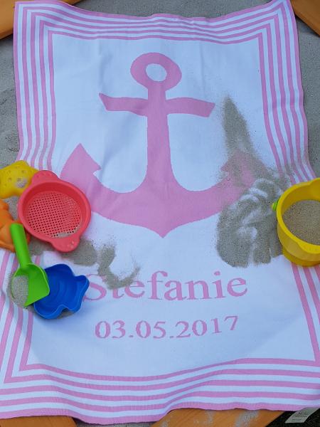 Babydecke Sanfte Brise personalisiert mit Namen und Geburtsdatum aus Biobaumwolle rosa